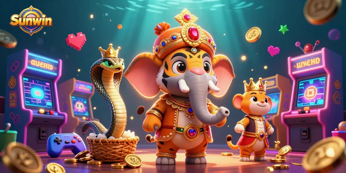Engage in thrilling gameplay at Sunwin, featuring vibrant characters and casino elements.
