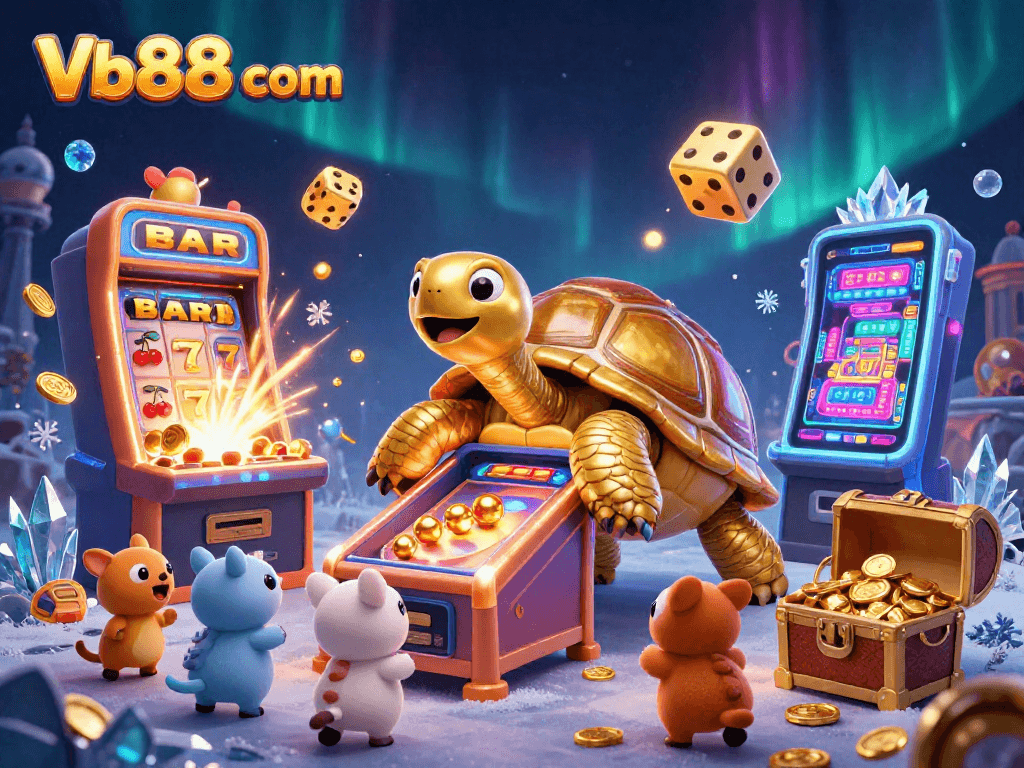 Join the excitement at Vb88 com with a vibrant 3D casino illustration showcasing endless gaming fun!