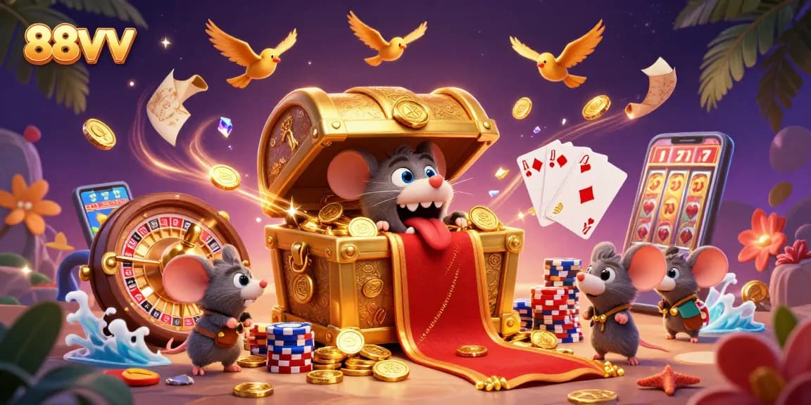 Experience slots and wins with 88VV's dynamic treasure chest and glittering game elements.