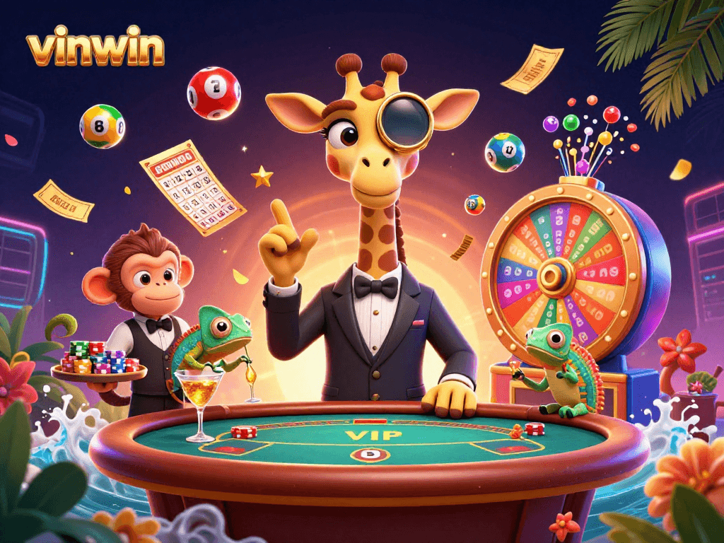 Spin to win with vinwin's vibrant gaming scene featuring rich colors and dynamic gameplay elements.
