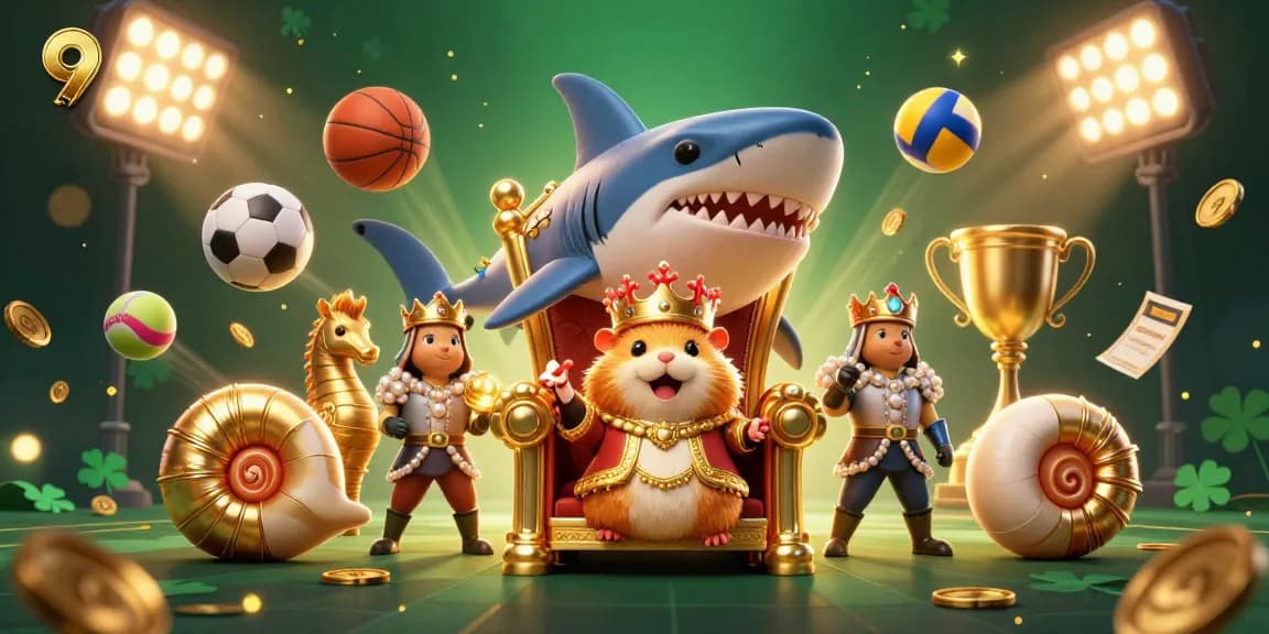 Experience thrilling sports betting with 9BET as the golden hamster king reigns over an exciting casino scene.