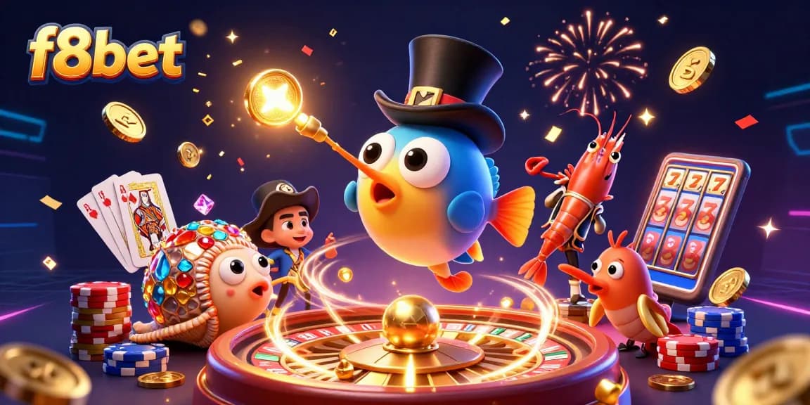 Engage with f8bet's thrilling casino experience featuring colorful characters and dynamic gameplay elements.
