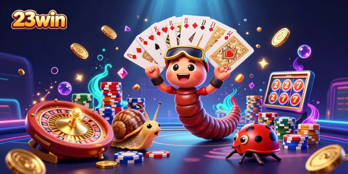 Experience thrilling gameplay with 23win's 3D millipede dealer and vibrant casino elements.