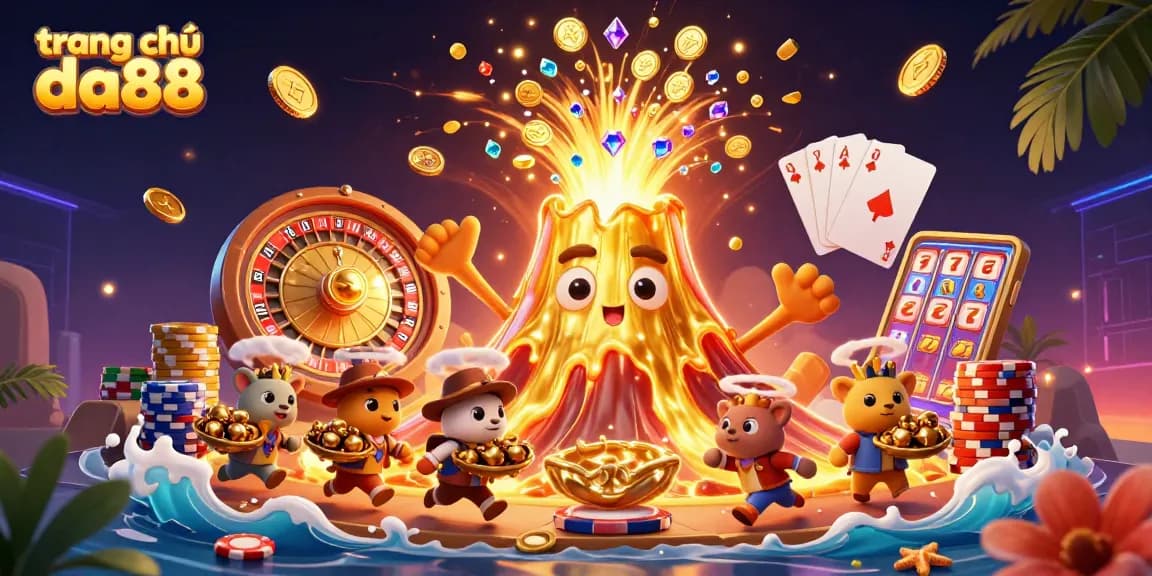 Engage with the vibrant energy of trang chủ da88, amidst treasure and swirling casino excitement.