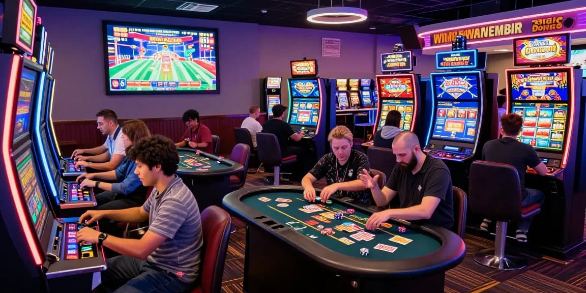 Players enjoying KO66's exciting gaming experience in a vibrant casino.