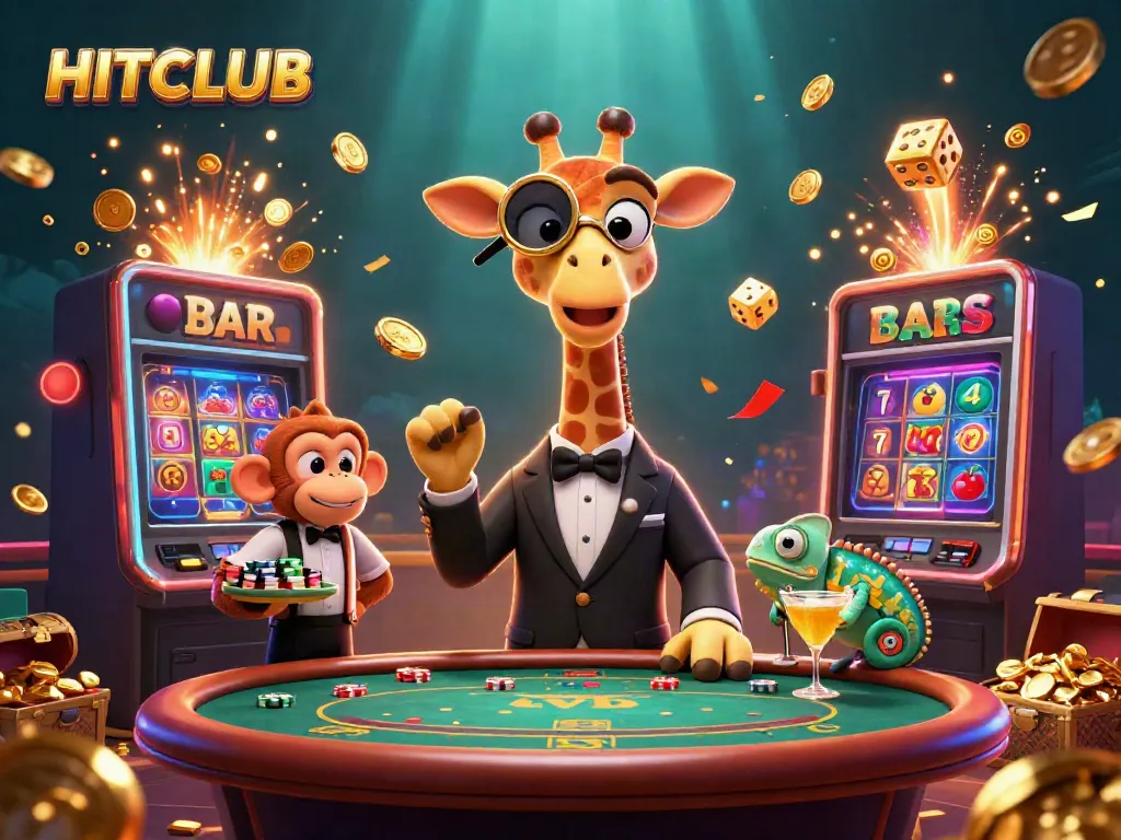 Engage in exhilarating gameplay at HITCLUB with vibrant casino elements and colorful characters.
