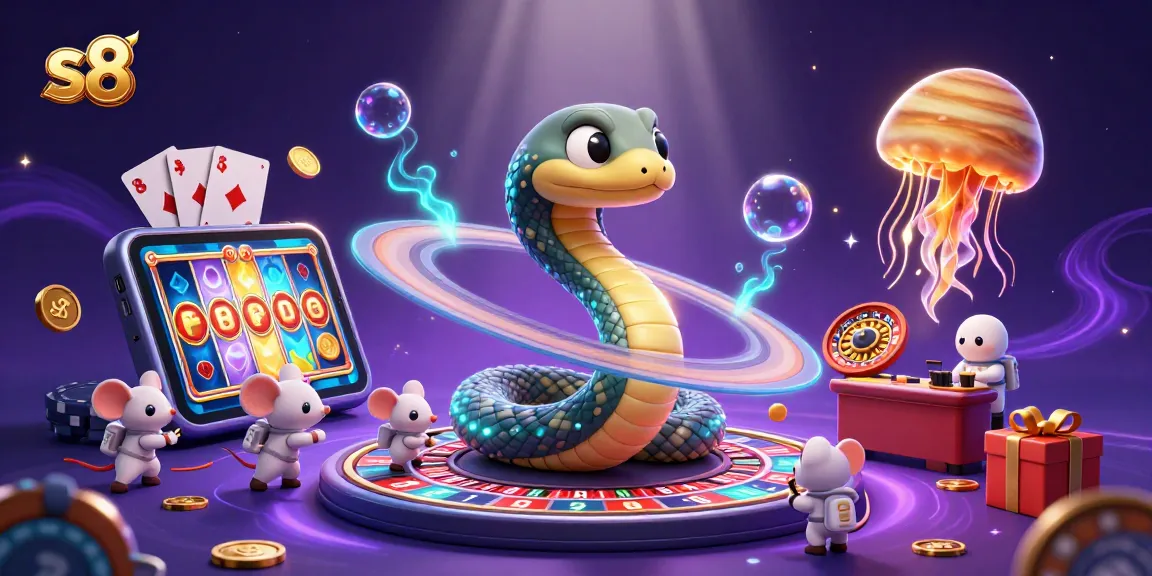 S8 players engage in exciting cosmic gambling with astronaut mice betting on the Saturn ring roulette.