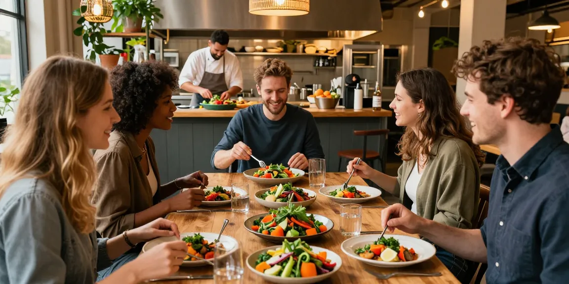Enjoying delicious vegetarisch eten Utrecht at Copper Branch with friends, showcasing vibrant plant-based dishes and a cozy atmosphere