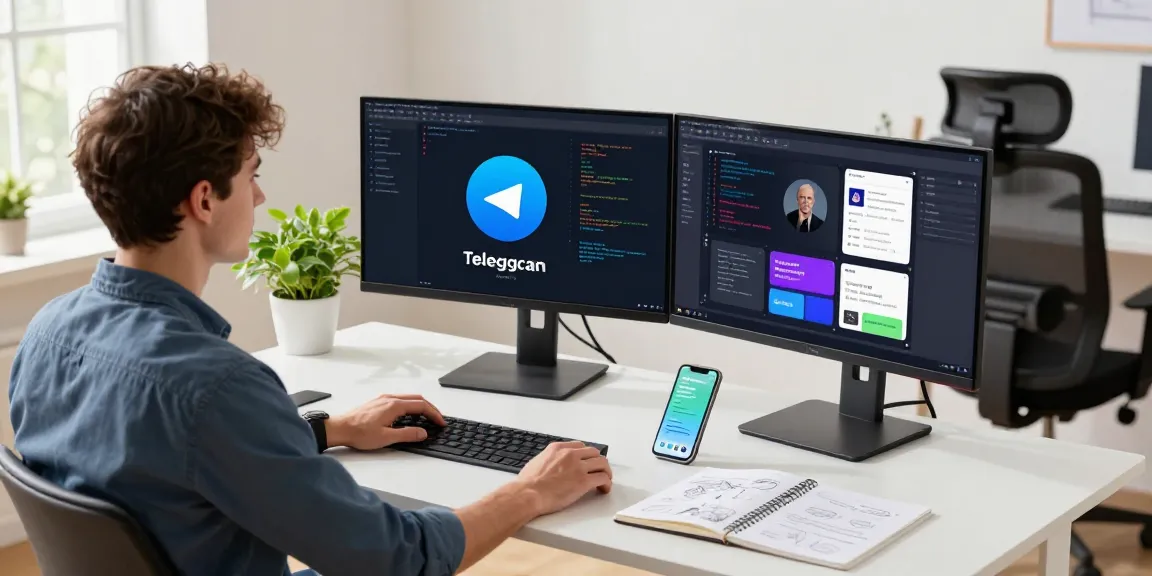Engaging workspace to Download Telegram app featuring developers collaborating on modern tech tools.
