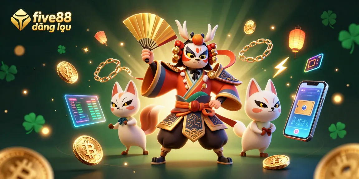 Engage in thrilling gameplay with five88 đăng nhập at a vibrant 3D casino, showcasing unique characters and blockchain elements.