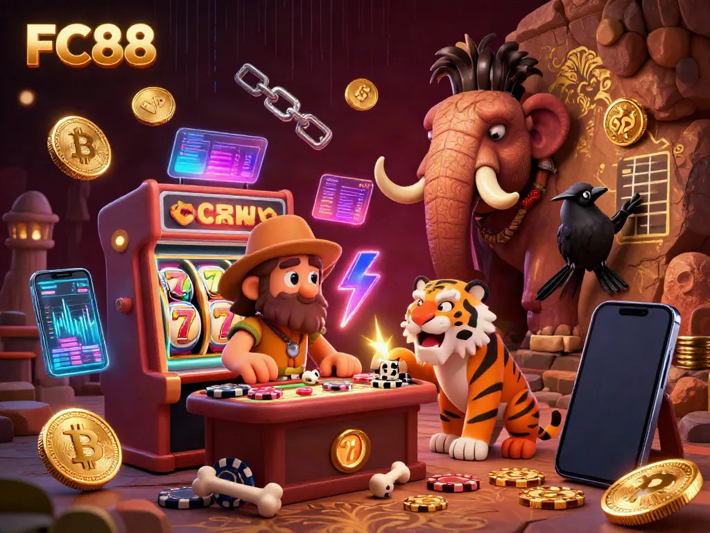 Experience the thrilling vibes of FC88's prehistoric casino with vibrant games and Bitcoin coins!