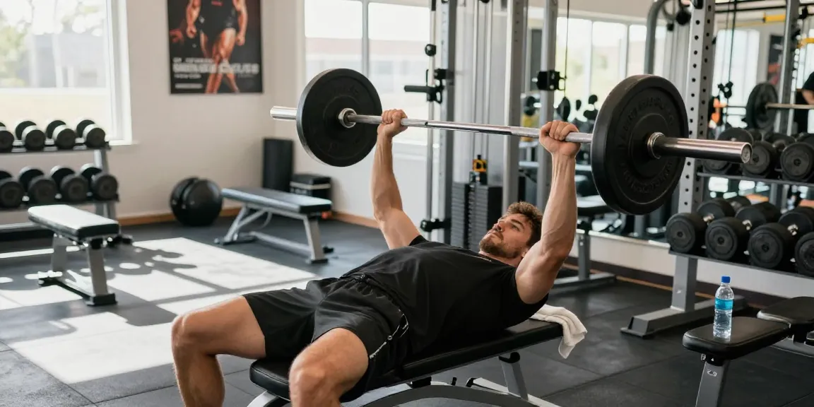 Man lifting weights in a modern gym, demonstrating workout focusing on Prime Pharma Steroiden benefits.