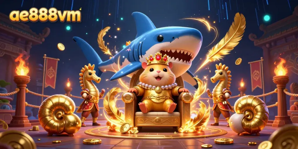 Engage in the thrilling world of ae888vm with a fierce hamster king and aquatic royalty in an electrifying casino showdown.