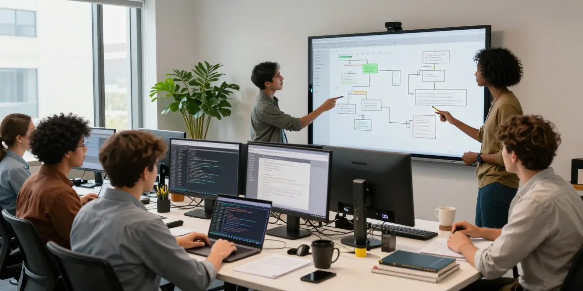 Build internal tools with AI in a collaborative tech workspace with diverse developers.