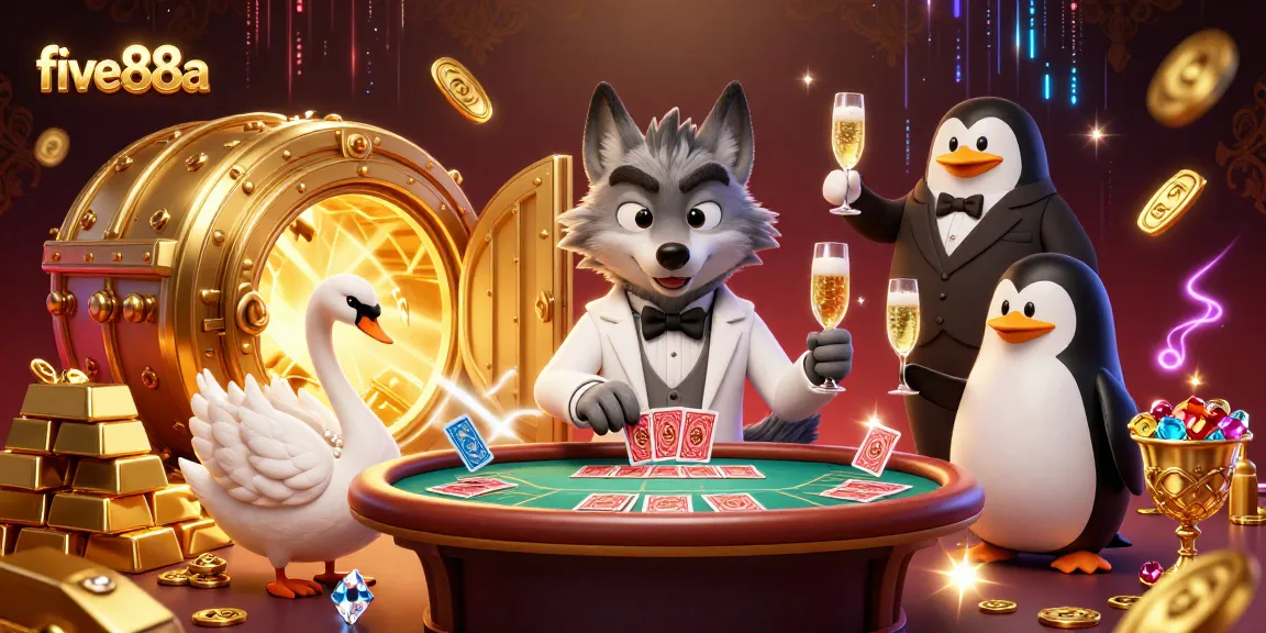 Engage in exciting baccarat gameplay at five88a featuring charming characters and stunning casino elements.