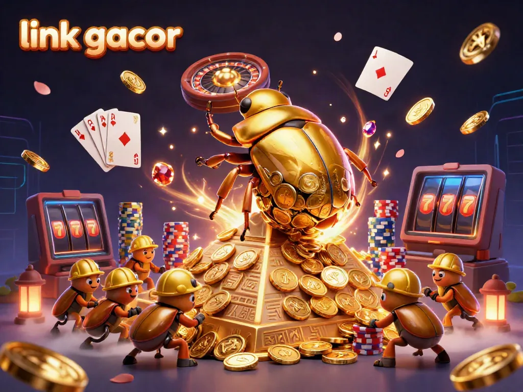 Engage with link gacor in a thrilling 3D casino adventure with golden coins cascading.