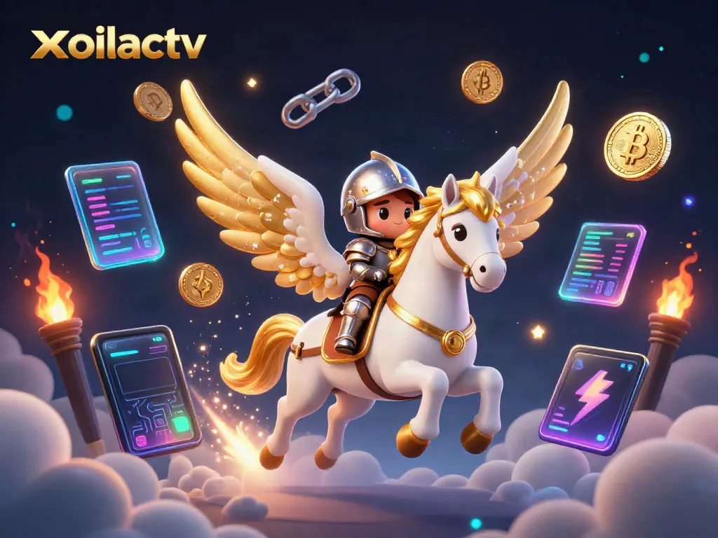 Xoilactv offers exciting betting experiences with immersive visuals of a galloping celestial horse amidst floating crypto coins.