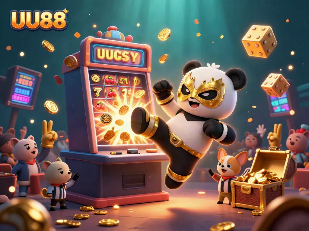 Experience thrilling casino action with UU88 in this dynamic illustrated scene.