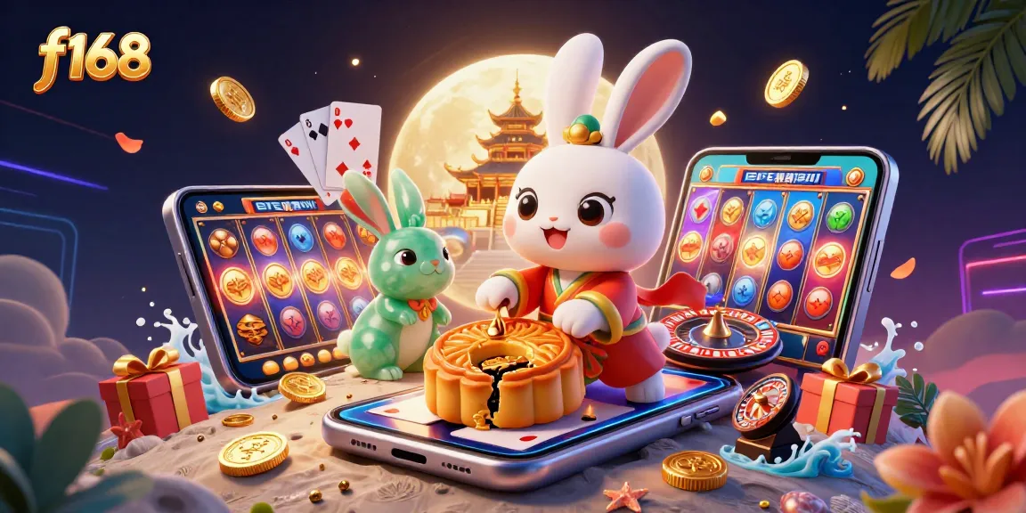 Experience thrilling gaming action with f168 as moon rabbit reveals poker chips in a vibrant casino setting.