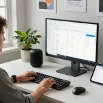 Tech gadgets for productivity in a modern workspace with smart devices and organized desk.