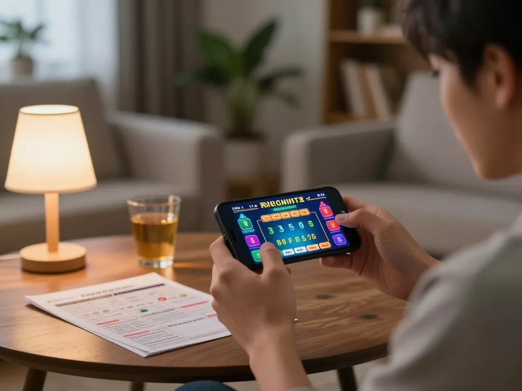 Engaging gameplay of taixiuonline on a smartphone in a cozy home setting.