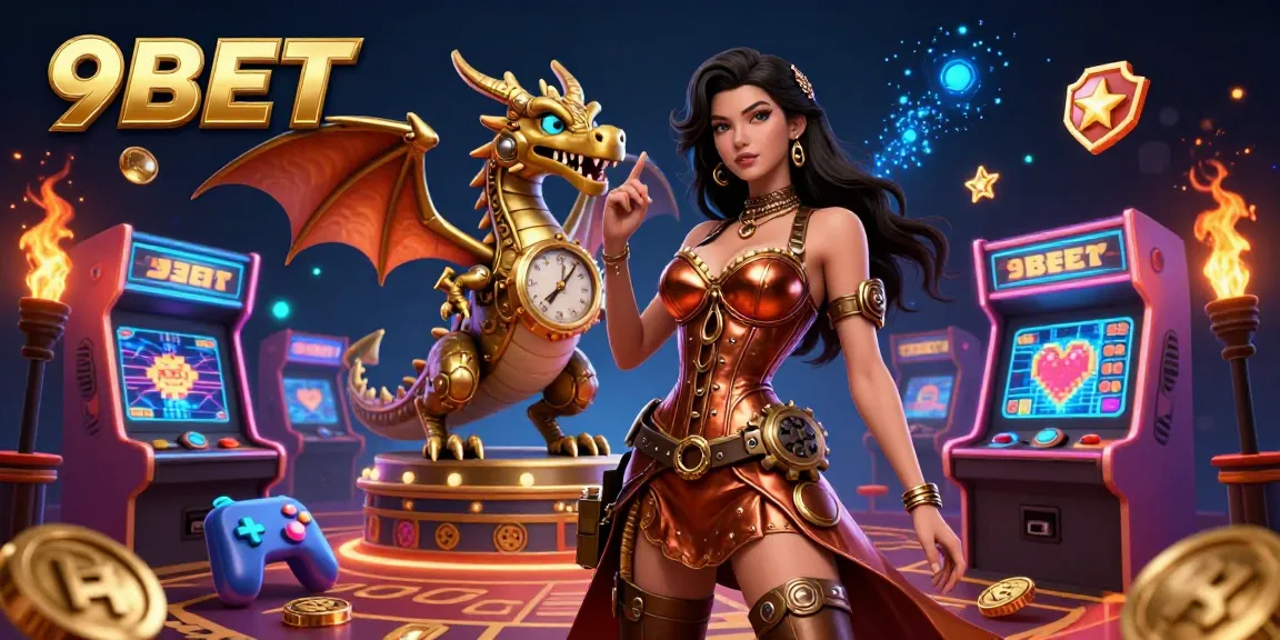 Experience thrilling gaming adventures with 9BET in this detailed 3D casino illustration featuring engaging characters and vibrant elements.