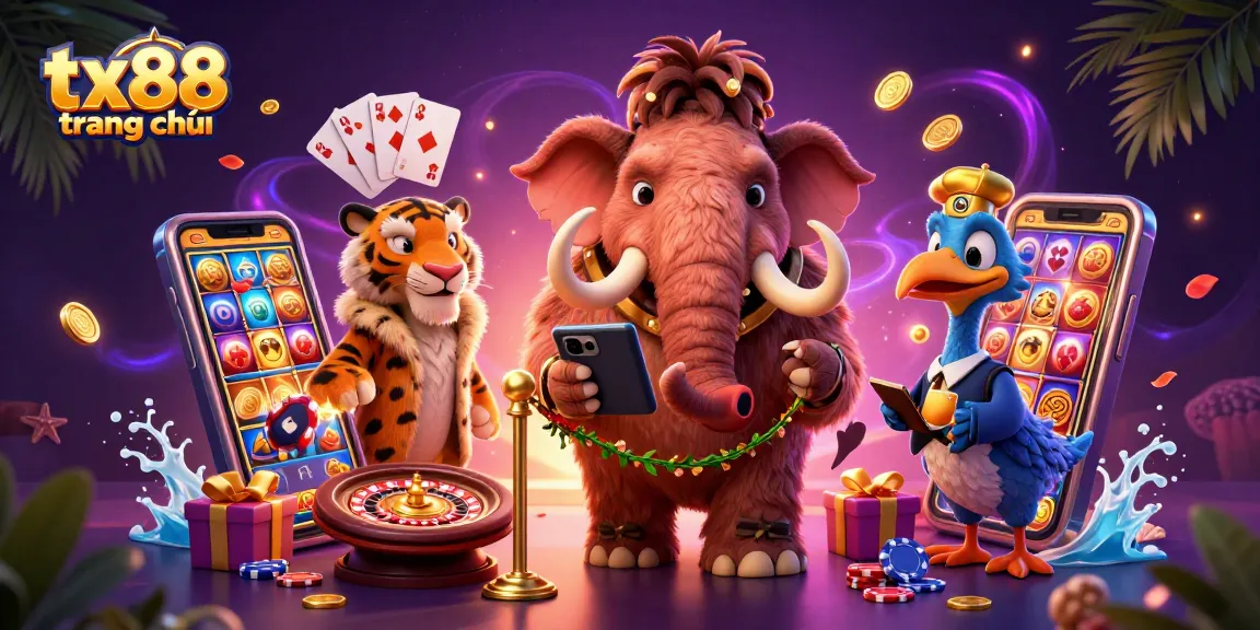 Experience the tx88 trang chủ with vibrant animated characters and exciting casino games.