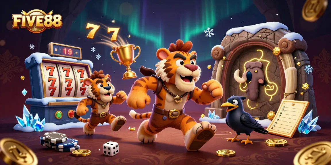 Engage with FIF88's exciting prehistoric casino, featuring caveman characters and vivid slot elements.