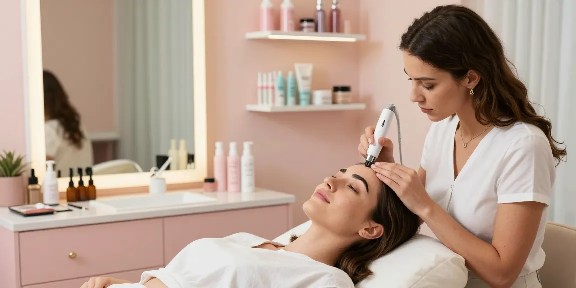 Permanente wenkbrauwen aanbrengen in een gezellig schoonheidssalon, met aandacht voor schoonheidstechnieken.