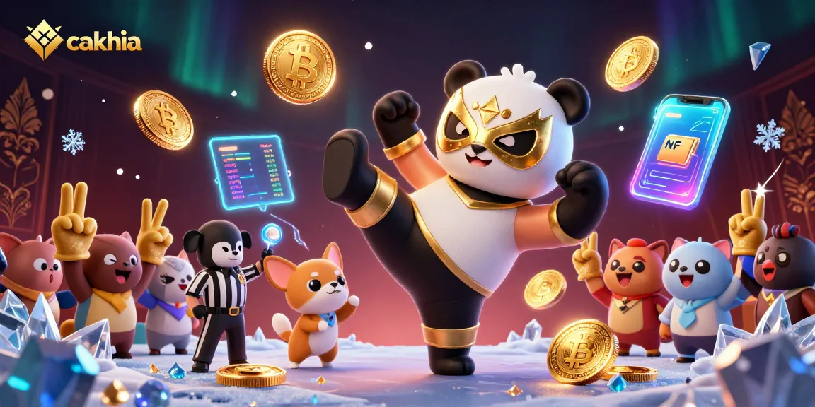 cakhia sports betting scene with a panda wrestler and chihuahua referee in a lively arena