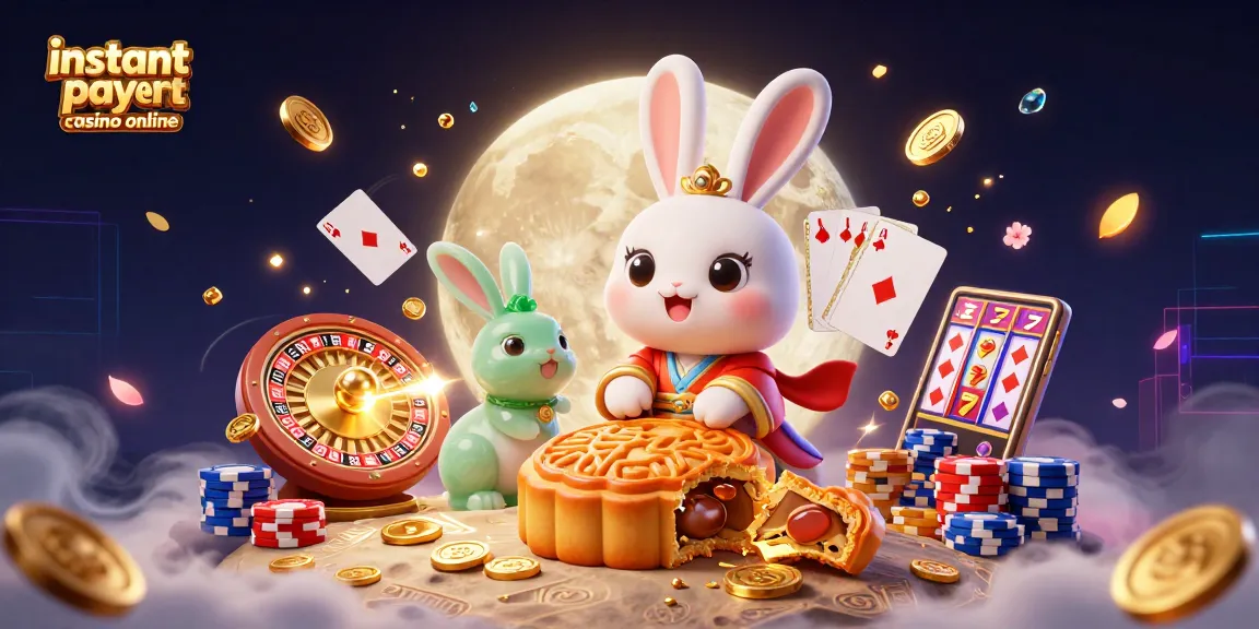 Experience instant payout casino online where the moon rabbit reveals treasures amidst vibrant casino elements.