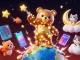Experience hit club's thrilling gaming action with 3D characters surrounded by vibrant coins.