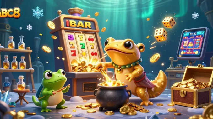 Experience the thrill of ABC8 with golden coins pouring from the jackpot and vibrant game elements