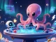 Engage with ta 88 while playing poker in a colorful alien casino setup featuring vibrant crypto elements.