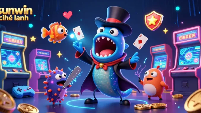 Experience thrilling fun at sunwin chính hãng with an imaginative underwater magic scene showcasing vibrant casino elements.