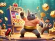 Engage in thrilling gameplay at open88 with a vibrant scene featuring sumo beetles and a jackpot explosion.