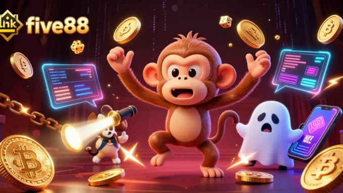 Experience the excitement with link five88, where a mischievous monkey juggles crypto coins in a haunted casino