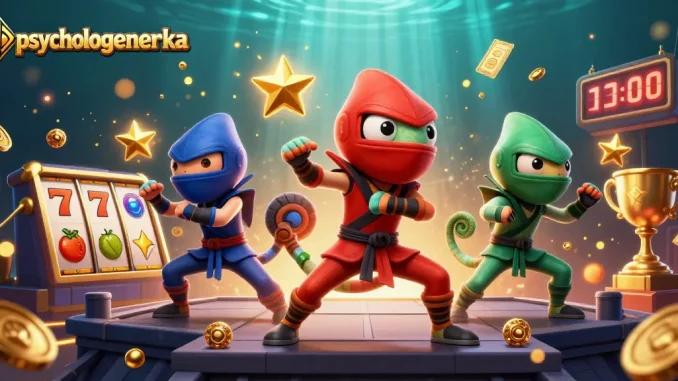 Engage in the thrill of gaming at psychologeneureka as a colorful ninja chameleon team navigates slot chaos.